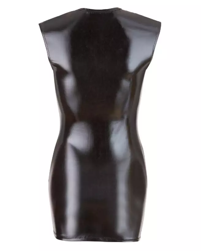 Robe Wet Look noire avec fermeture éclair Cottelli PARTY pour soirée fetish-6