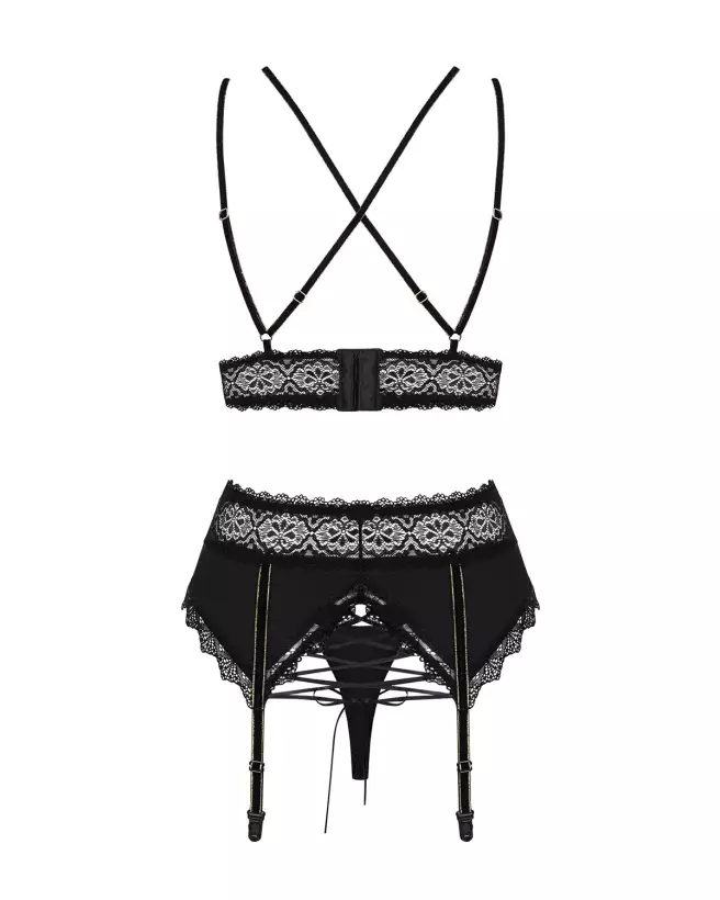 Ensemble Lolitte 3 pièces noir Obsessive - Lingerie élégante et sensuelle-6