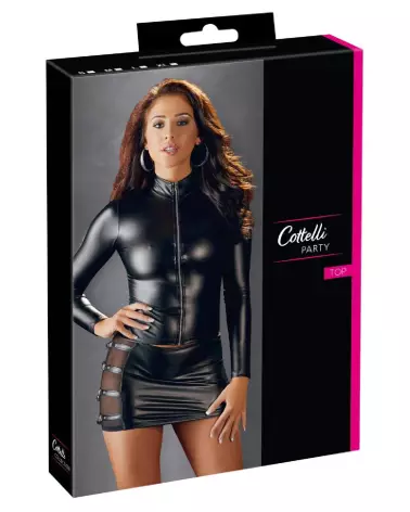 Long Sleeve Top Zip Cottelli PARTY en tenue fetish élégante-1