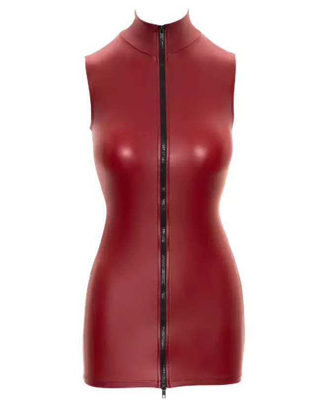 Robe Zip Cottelli Party en cuir noir, style fetish élégant-5