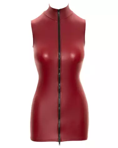 Robe Zip Cottelli Party en cuir noir, style fetish élégant-5