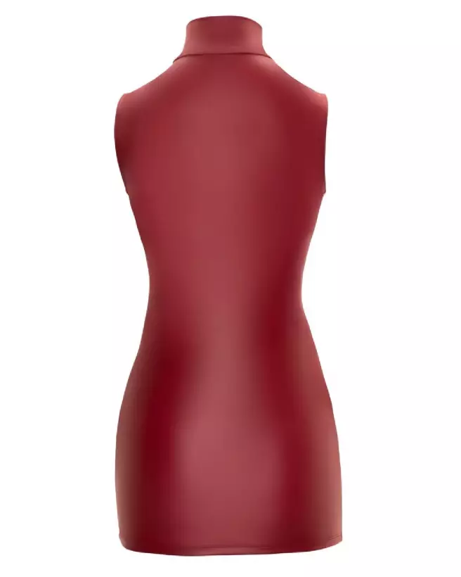 Robe Zip Cottelli Party en cuir noir, style fetish élégant-6