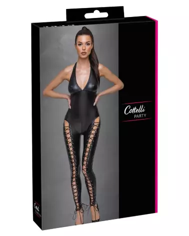 Jumpsuit Lacing Cottelli Party combinaison fetish à lacets noire-1