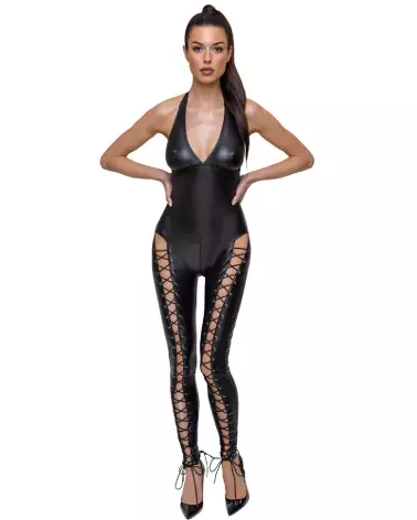 Jumpsuit Lacing Cottelli Party combinaison fetish à lacets noire-2