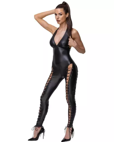 Jumpsuit Lacing Cottelli Party combinaison fetish à lacets noire-3
