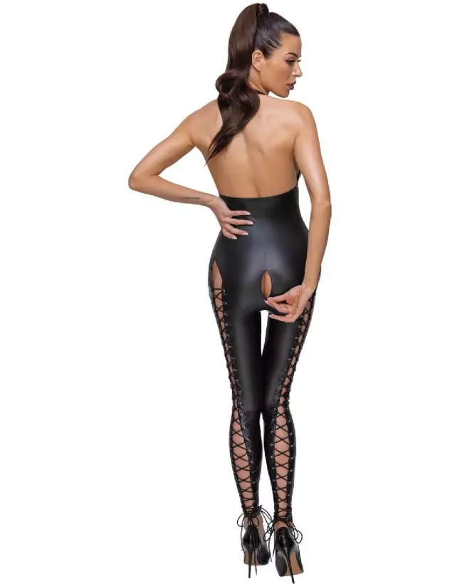 Jumpsuit Lacing Cottelli Party combinaison fetish à lacets noire-6