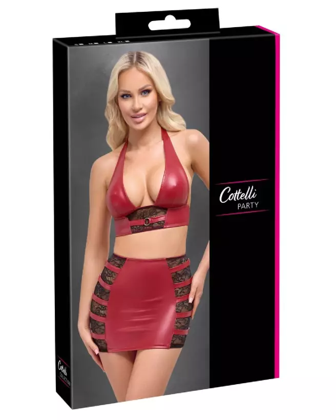 Image du Top & Skirt Red Cottelli PARTY, ensemble rouge élégant pour Robes et Jupes Fetish.-1