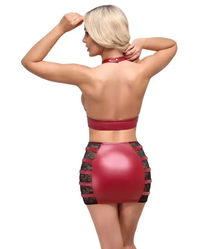 Image du Top & Skirt Red Cottelli PARTY, ensemble rouge élégant pour Robes et Jupes Fetish.-4