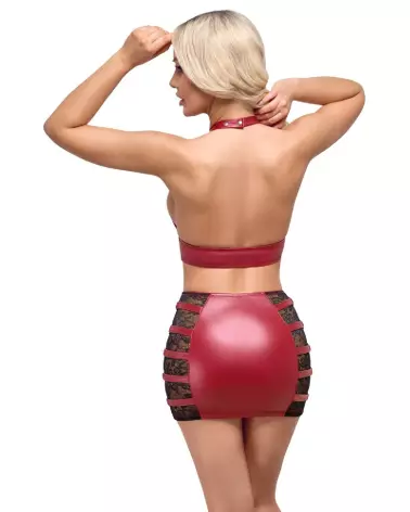 Image du Top & Skirt Red Cottelli PARTY, ensemble rouge élégant pour Robes et Jupes Fetish.-4