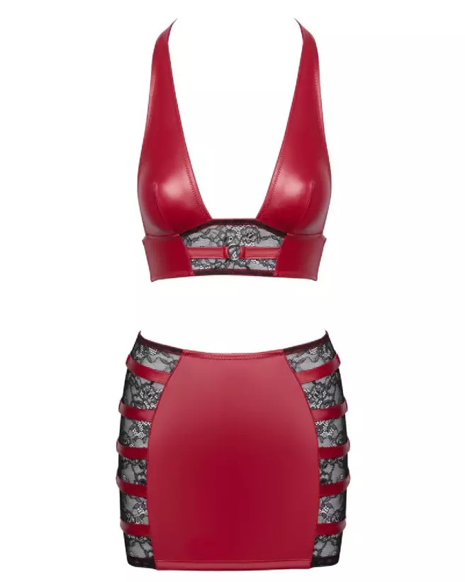 Image du Top & Skirt Red Cottelli PARTY, ensemble rouge élégant pour Robes et Jupes Fetish.-7