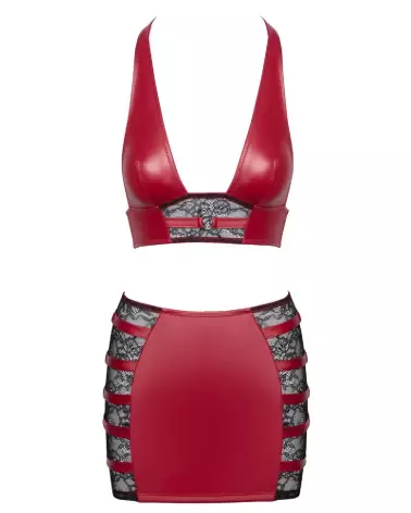 Image du Top & Skirt Red Cottelli PARTY, ensemble rouge élégant pour Robes et Jupes Fetish.-7