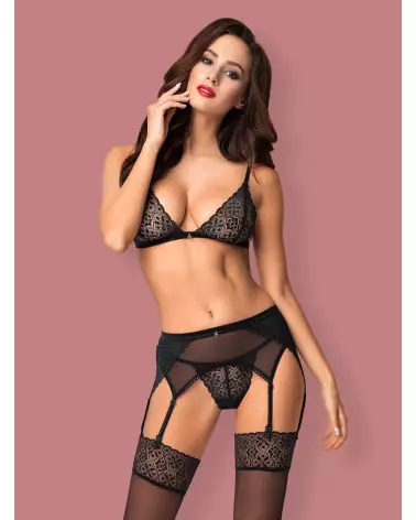 Photo de l'Ensemble Shibu 3 pièces Noir par Obsessive - Lingerie élégante et séduisante-3