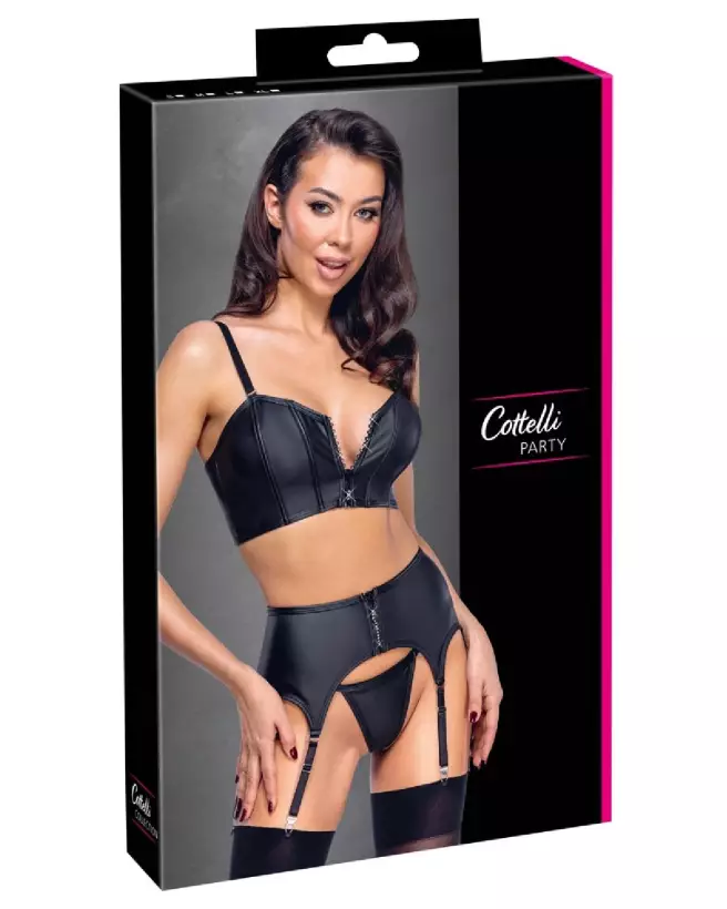 Top Set Rhinestone Zip Cottelli PARTY en ensemble de lingerie élégant-1