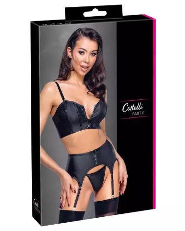 Top Set Rhinestone Zip Cottelli PARTY en ensemble de lingerie élégant-1