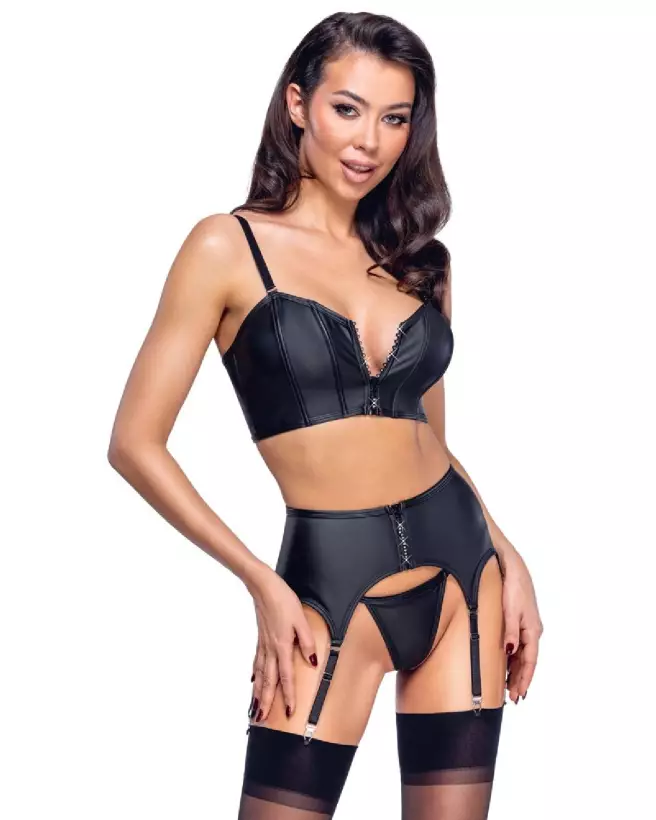 Top Set Rhinestone Zip Cottelli PARTY en ensemble de lingerie élégant-2