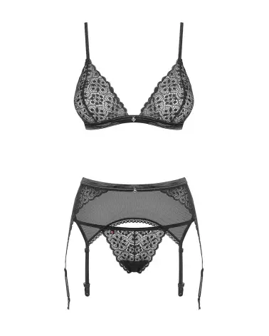 Photo de l'Ensemble Shibu 3 pièces Noir par Obsessive - Lingerie élégante et séduisante-5