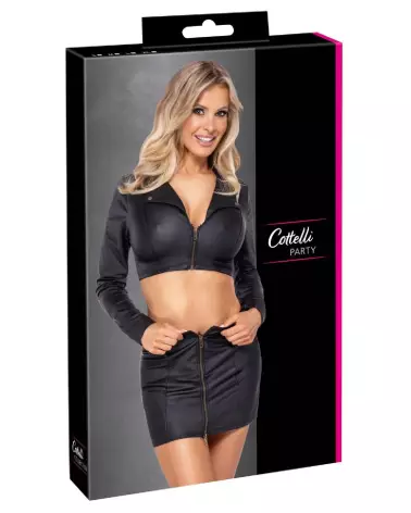 Top and Skirt Black Cottelli PARTY - Ensemble Jupe Sexy Femme-1