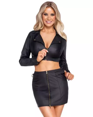 Top and Skirt Black Cottelli PARTY - Ensemble Jupe Sexy Femme-3