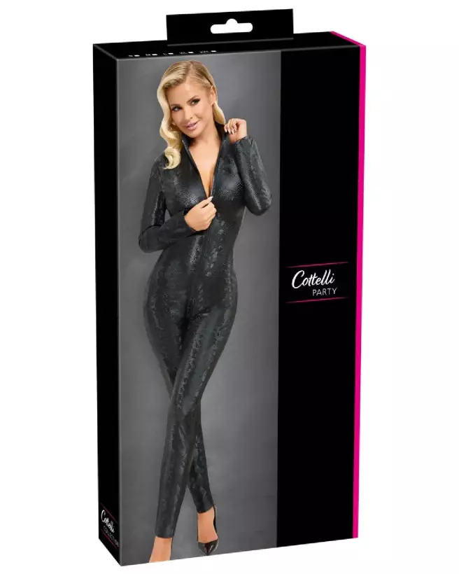 Jumpsuit Snake Cottelli PARTY en similicuir effet serpent pour look fetish-1
