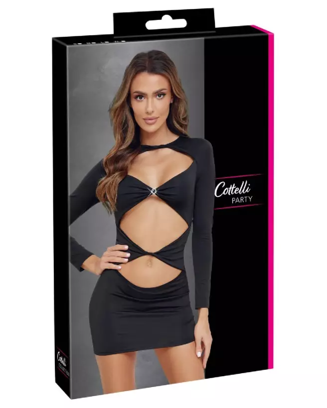 Robe sexy noire Mini Dress de Cottelli PARTY, style élégant et séduisant-1