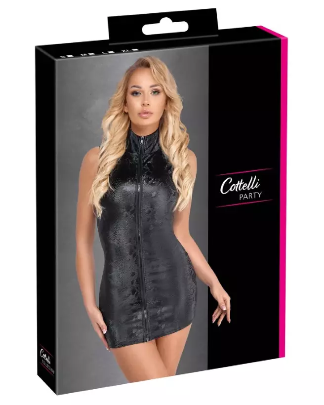 Robe Snake Zip Cottelli PARTY en similicuir noir, style fetish élégant-1