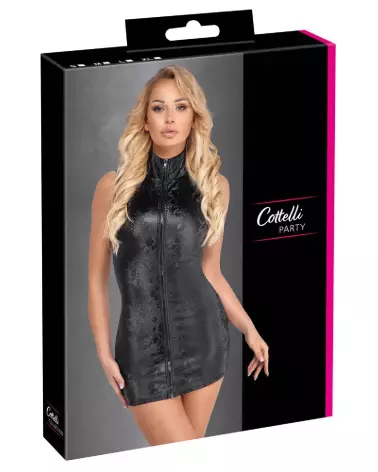 Robe Snake Zip Cottelli PARTY en similicuir noir, style fetish élégant-1