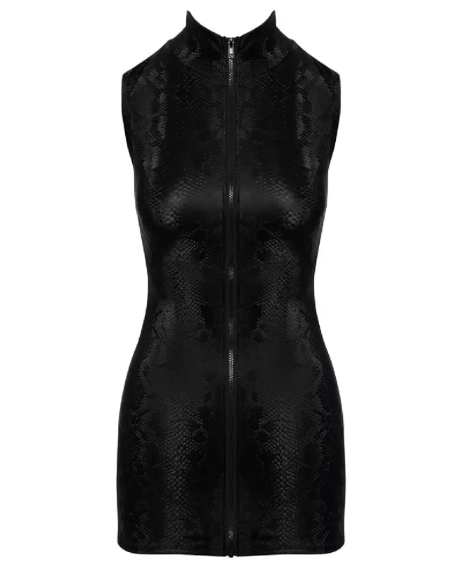 Robe Snake Zip Cottelli PARTY en similicuir noir, style fetish élégant-5
