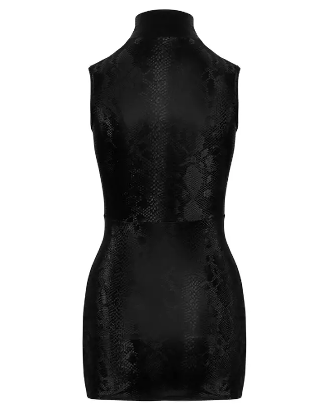 Robe Snake Zip Cottelli PARTY en similicuir noir, style fetish élégant-6
