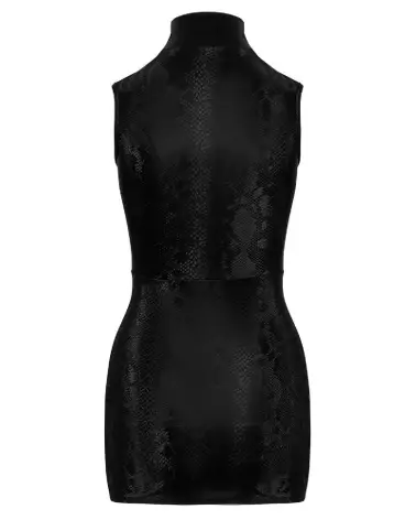 Robe Snake Zip Cottelli PARTY en similicuir noir, style fetish élégant-6