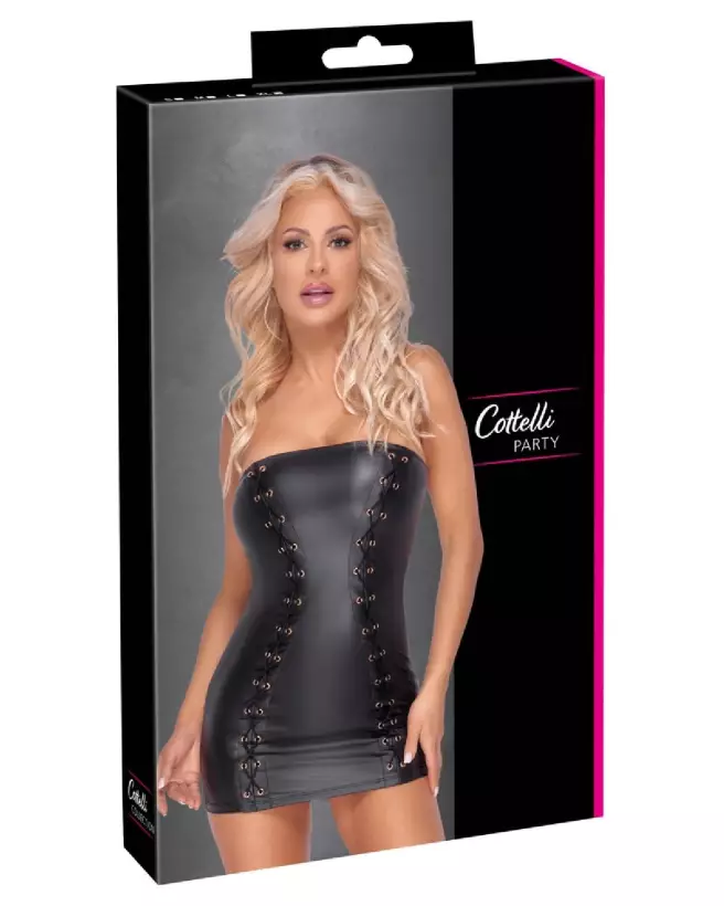 Short Tube Dress Cottelli PARTY en style fetish noir-1