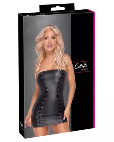 Short Tube Dress Cottelli PARTY en style fetish noir-1