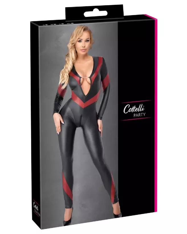 Jumpsuit rouge Cottelli PARTY pour soirées fetish et élégantes-1