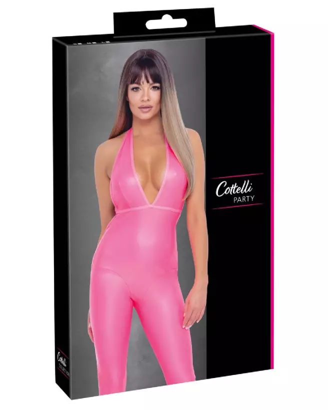 Jumpsuit Hot Pink Cottelli PARTY élégante pour soirées fetish-1
