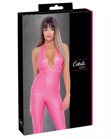 Jumpsuit Hot Pink Cottelli PARTY élégante pour soirées fetish-1