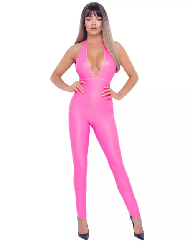 Jumpsuit Hot Pink Cottelli PARTY élégante pour soirées fetish-3