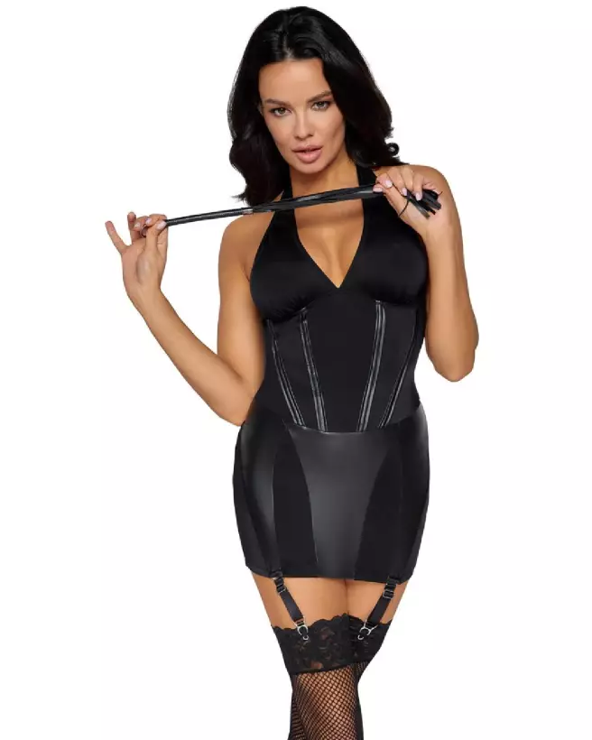Robe Dominatrix noire Cottelli COSTUMES en style fetish élégante-2