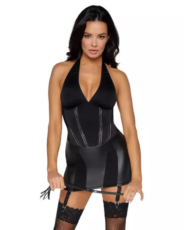 Robe Dominatrix noire Cottelli COSTUMES en style fetish élégante-3