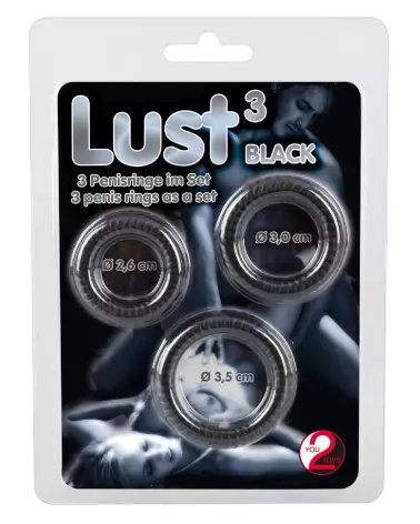 Lust 3 Cock Rings Black de You2Toys pour améliorer performance et plaisir-1