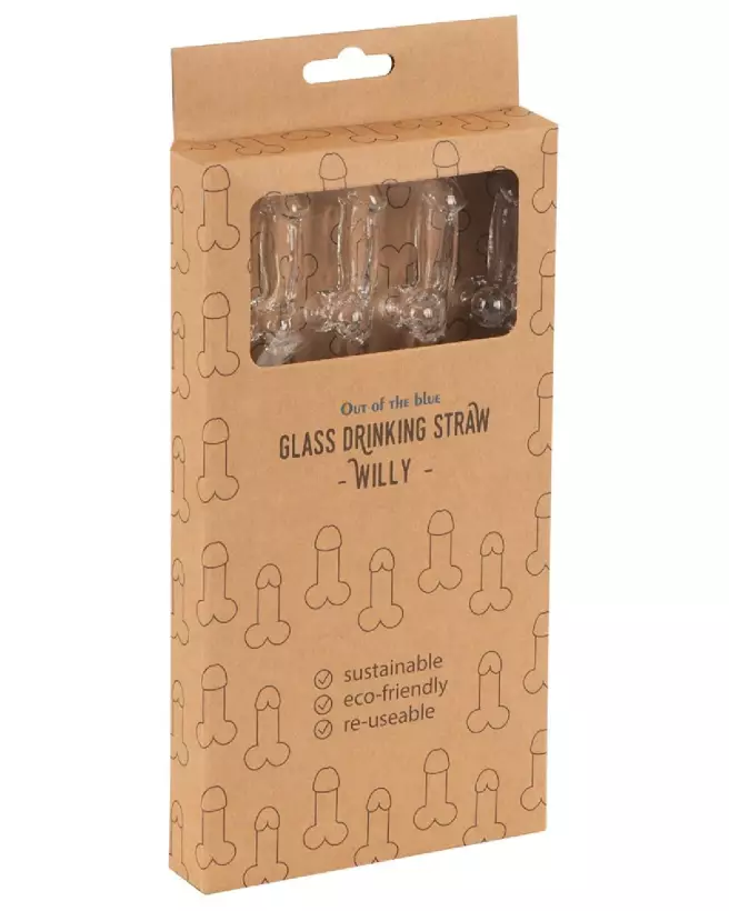 Image de pailles en verre Willy humoristiques pour soirées et fêtes-1