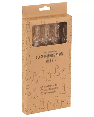 Image de pailles en verre Willy humoristiques pour soirées et fêtes-1