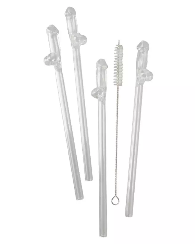 Image de pailles en verre Willy humoristiques pour soirées et fêtes-2