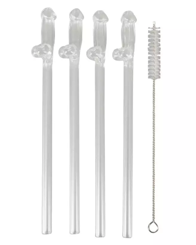 Image de pailles en verre Willy humoristiques pour soirées et fêtes-3