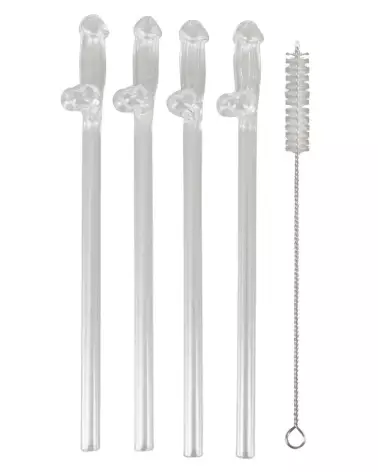 Image de pailles en verre Willy humoristiques pour soirées et fêtes-3