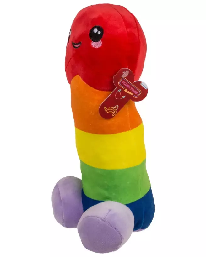 Image de peluche pénis arc-en-ciel 30 cm, peluche colorée et originale-1