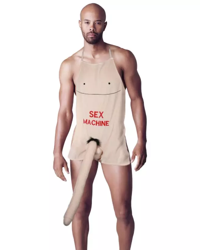 Tablier humoristique avec pénis en peluche GadgetsFun pour soirée festive et cadeau original-1