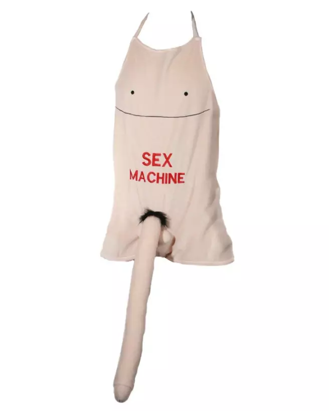 Tablier humoristique avec pénis en peluche GadgetsFun pour soirée festive et cadeau original-2