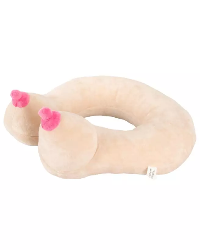 Image du coussin de cou en forme de seins de FunGifts, parfait pour humour et confort-1