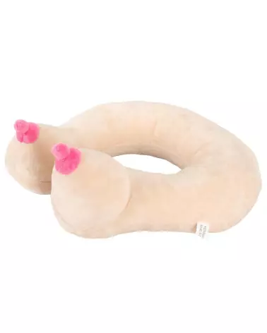 Image du coussin de cou en forme de seins de FunGifts, parfait pour humour et confort-1