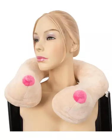 Image du coussin de cou en forme de seins de FunGifts, parfait pour humour et confort-2