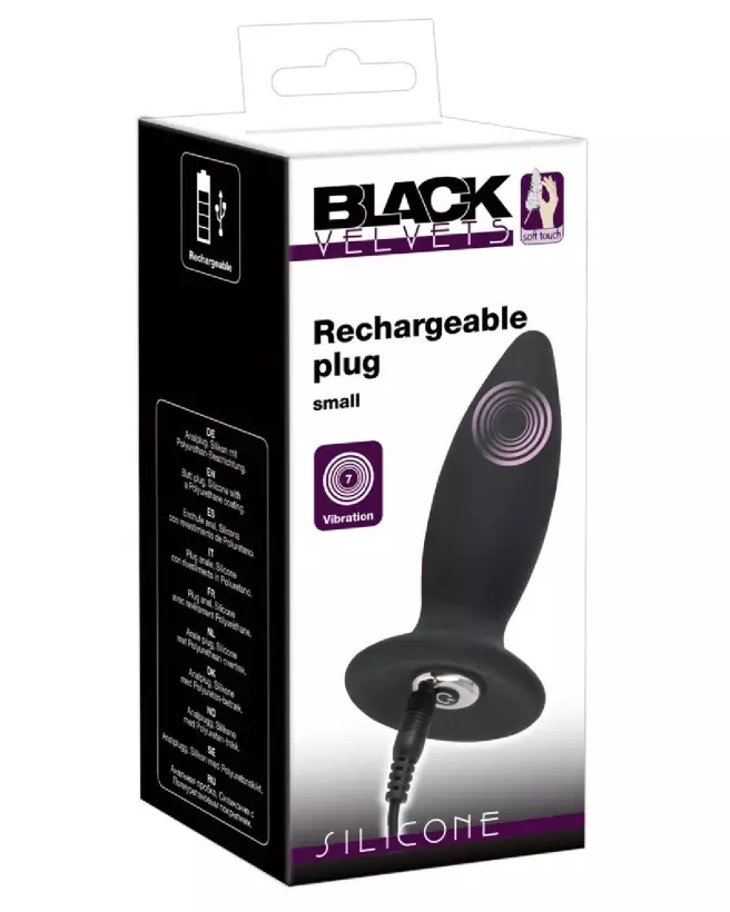 Black Velvets Recharge Plug S, plug anal sophistiqué, noir, rechargeable et ergonomique-1